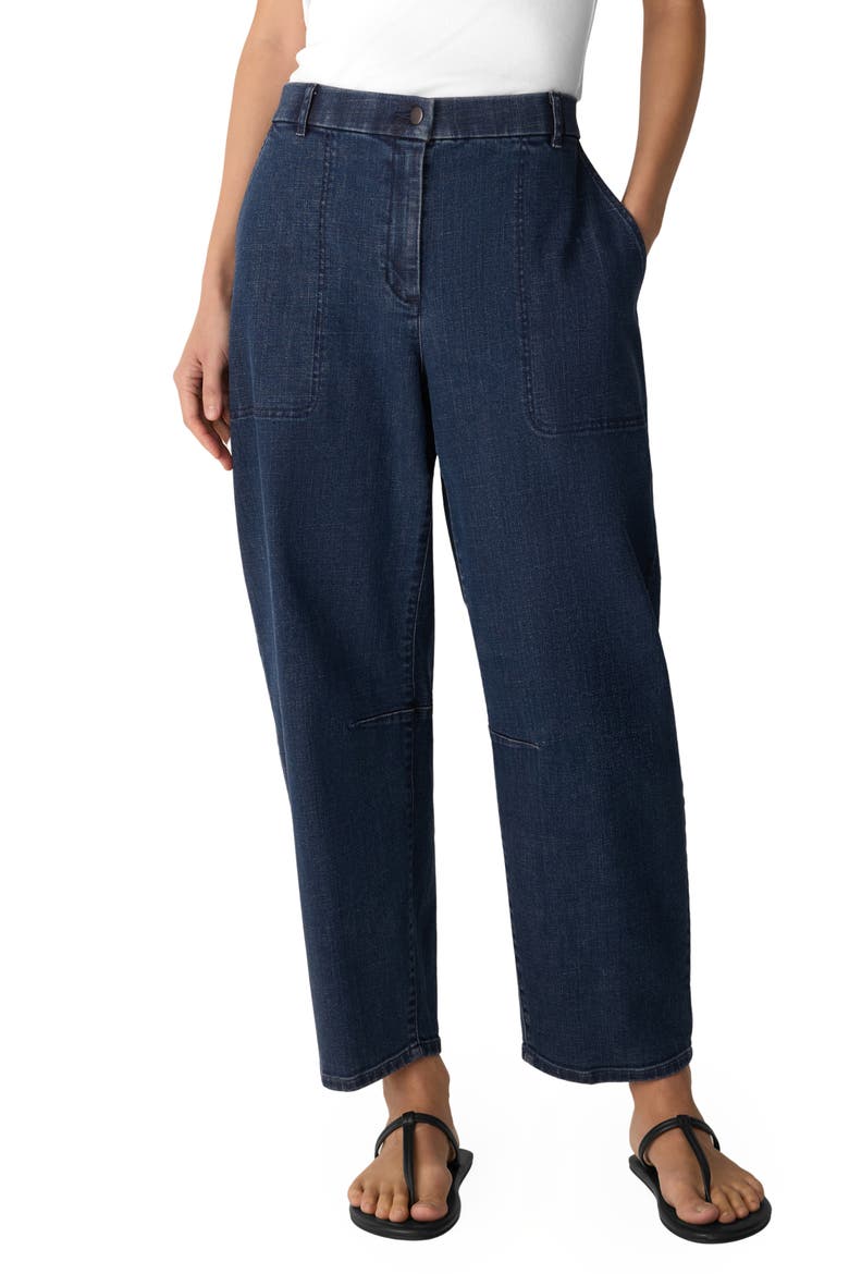 Arched Ankle Wide Leg Jeans, Main, color, DEEP INDIGO