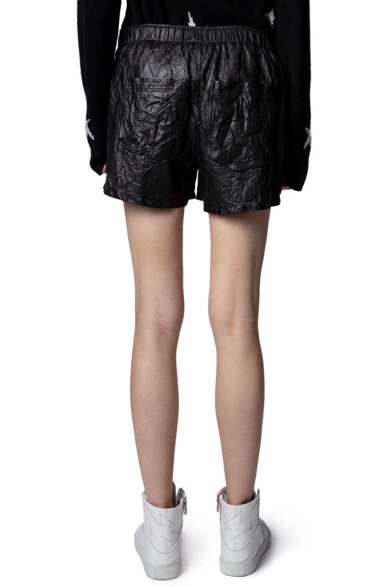 Pax Crinkled Leather Shorts, Alternate, color, NOIR