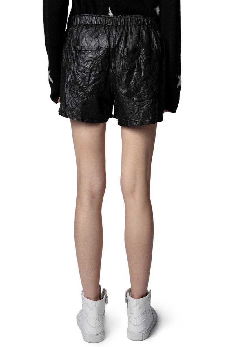 Zadig & Voltaire Pax Crinkled Leather Shorts, Alternate, color, 