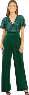 Yumi Wrap Sequin Embellished Velvet Jumpsuit