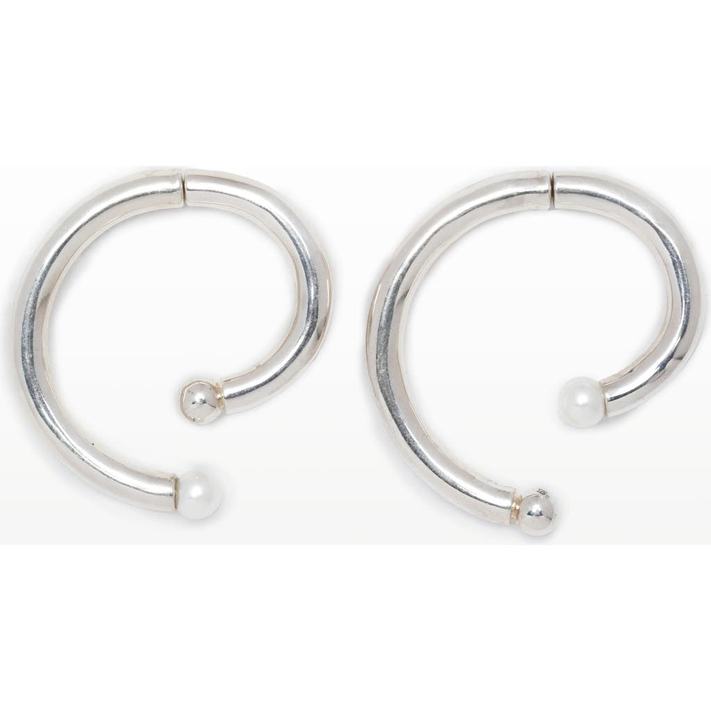 67jewelry Swirl Pearl Earrings In Silver