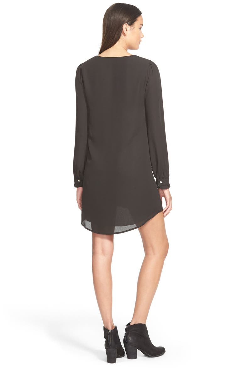 dee elle Ruffle Cuff Shift Dress, Alternate, color, BLACK