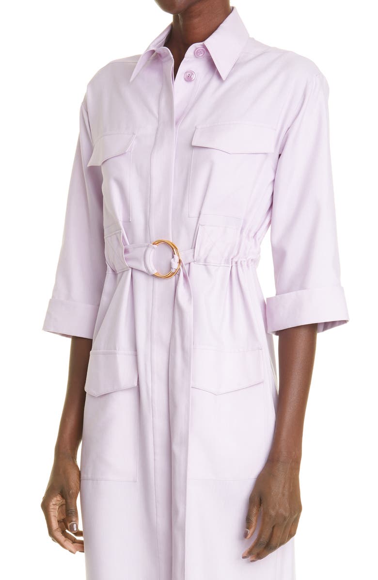 St. John Collection Belted Dupioni Silk Shirtdress, Alternate, color, 