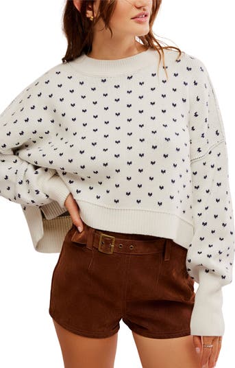 FREE PEOPLE Cream Cropped Sweater outlets in Size Small