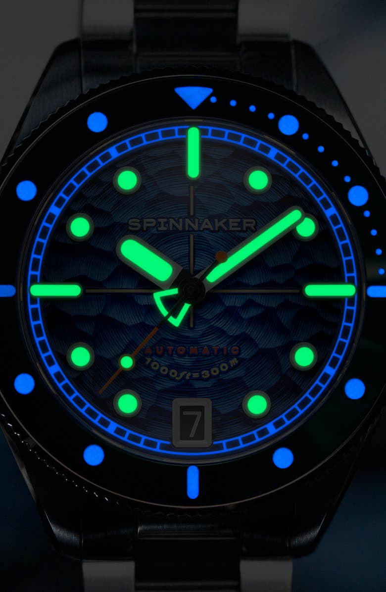 SPINNAKER Challenger Automatic Bracelet Watch, 42mm, Alternate, color, Blue