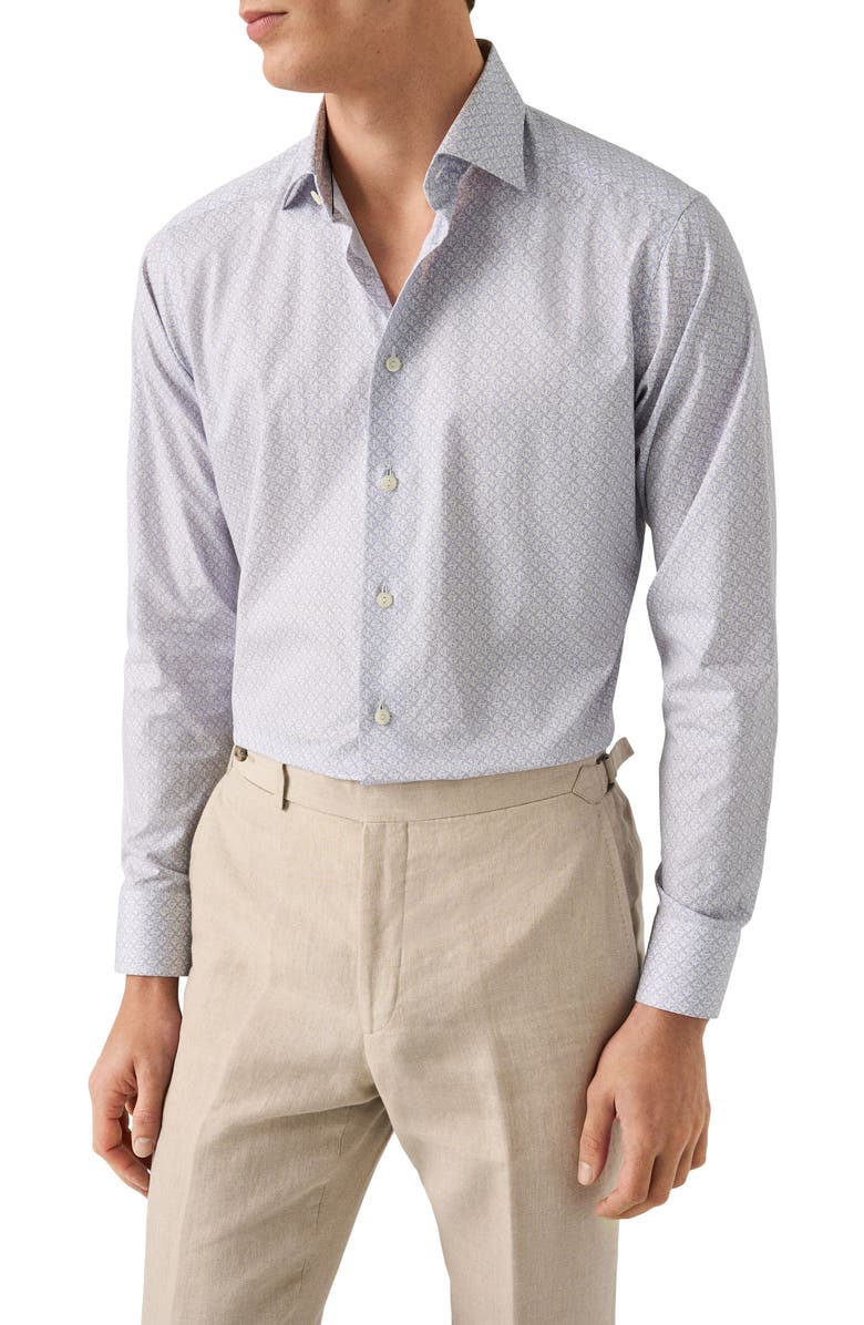 Eton Slim Fit Geometric Print Cotton Dress Shirt, Main, color, Pink