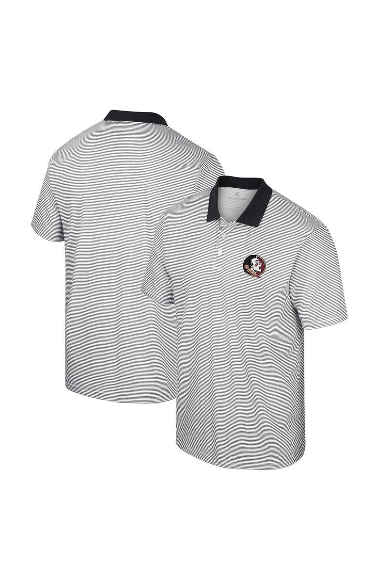 COLOSSEUM Men's Colosseum White/Black Florida State Seminoles Print Stripe Polo, Main, color, 