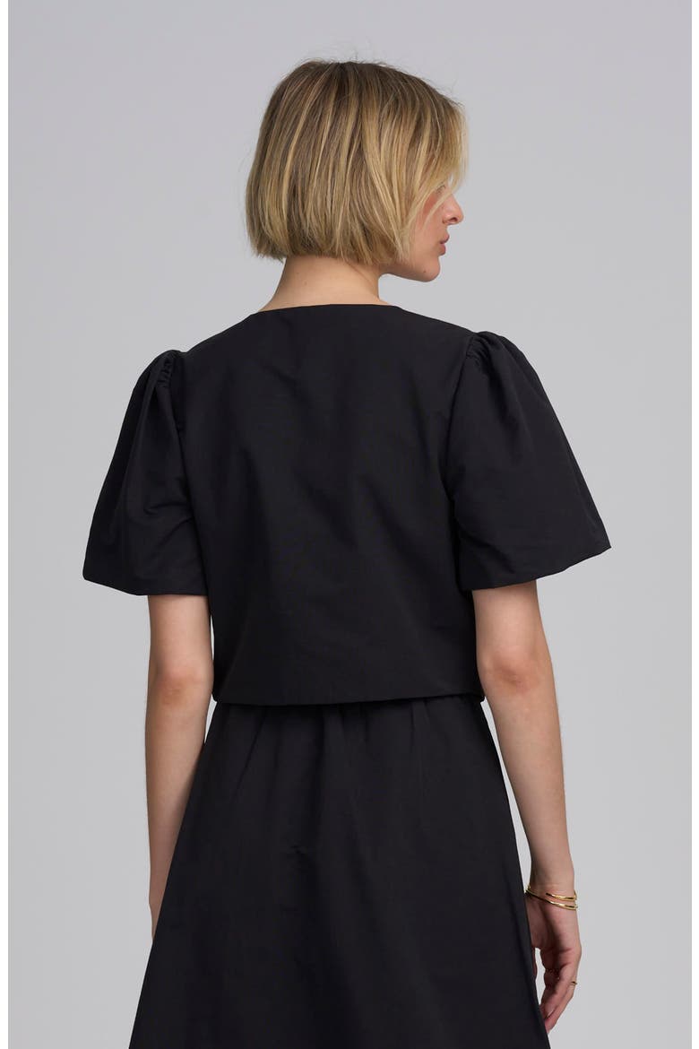 Shirred Sleeve Top, Alternate, color, BLACK