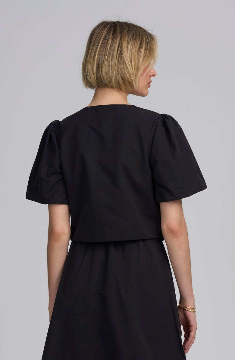 ELLE Collection Shirred Sleeve Top, Alternate, color, Black