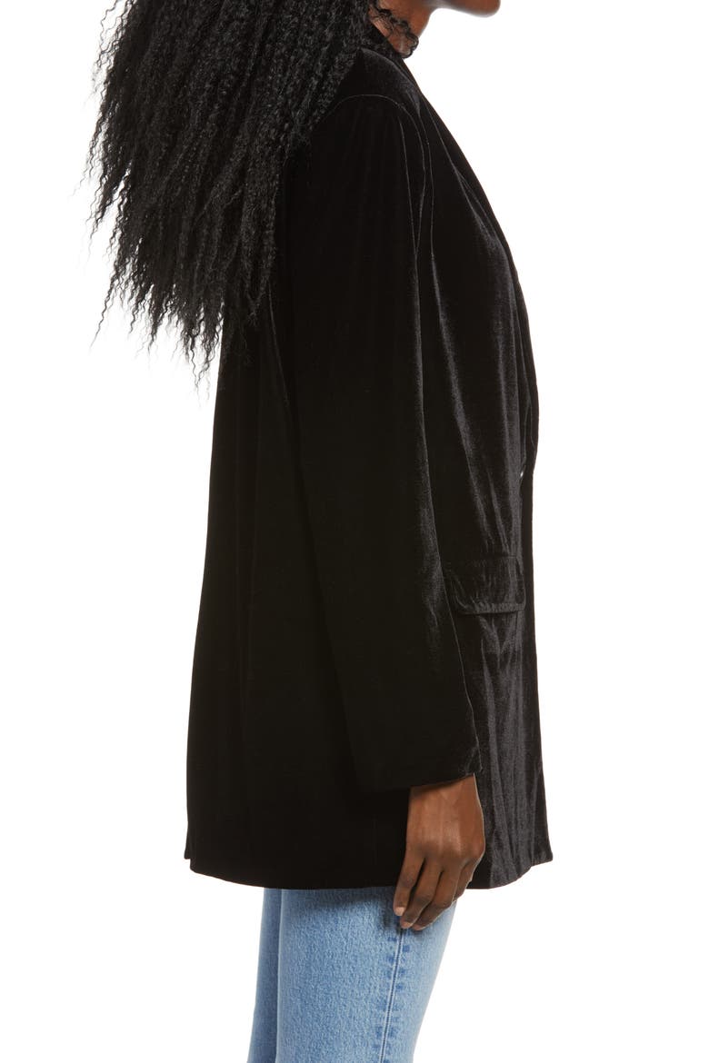 Velvet Blazer, Alternate, color, BLACK