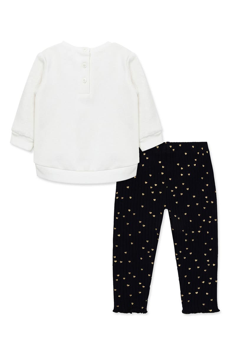 Little Me Heart Sweatshirt & Pants Two-Piece Set, Alternate, color, 