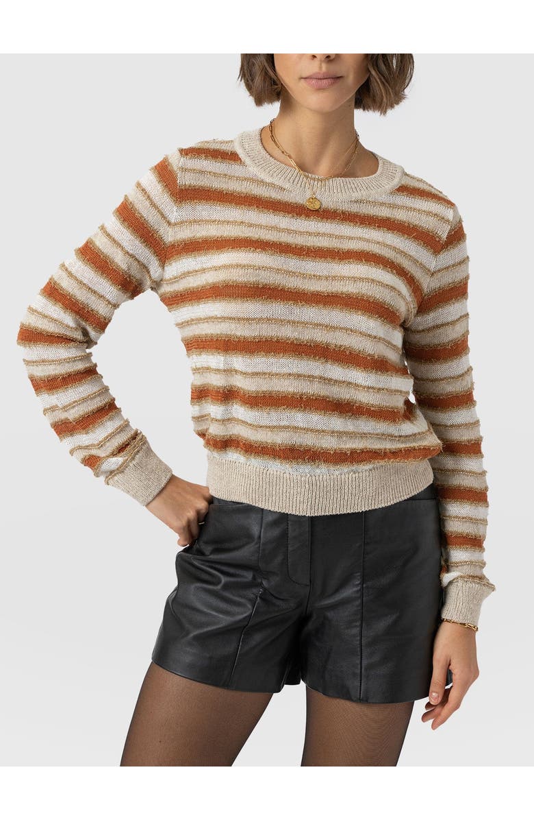 Saint + Sofia Fearne Knit Long Sleeve Tee, Alternate, color, Rust Stripe