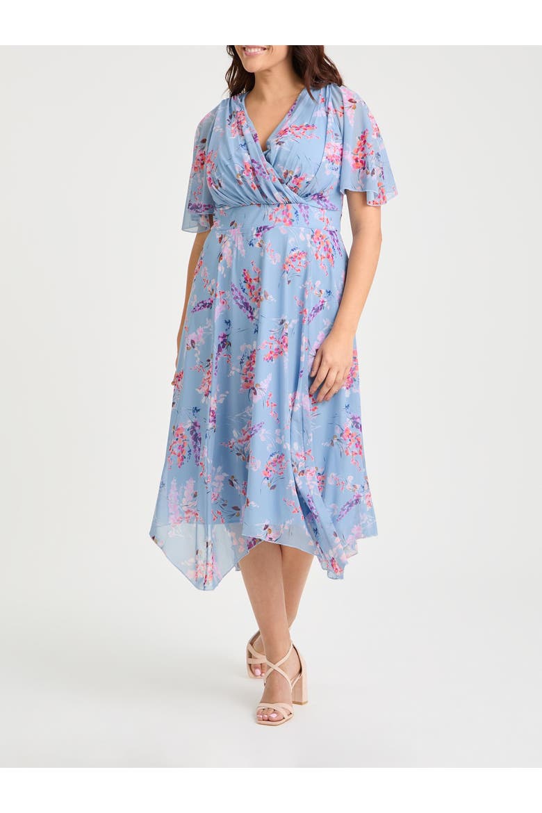 Julie Floral Hanky Hem Dress, Alternate, color, Blue Multi