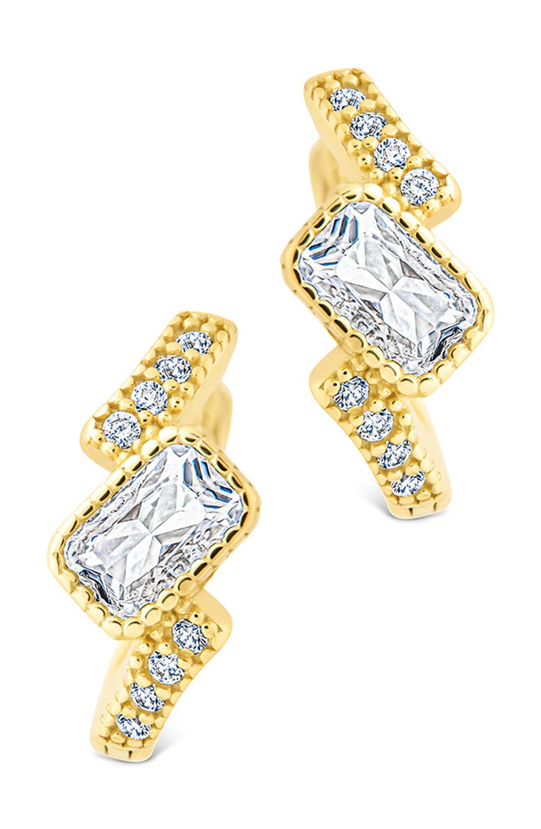 Sterling Forever Maevyn Cubic Zirconia Huggie Hoop Earrings, Alternate, color, Gold