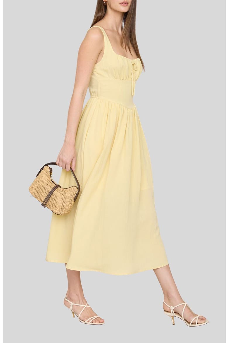 Bow Fit & Flare Midi Sundress, Alternate, color, YELLOW