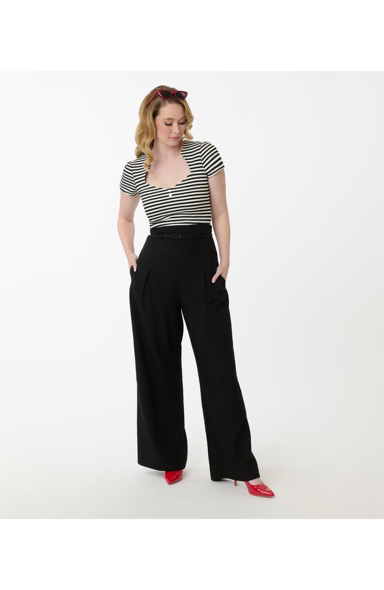 Unique Vintage Wide Leg Pleated Pants, Main, color, Black