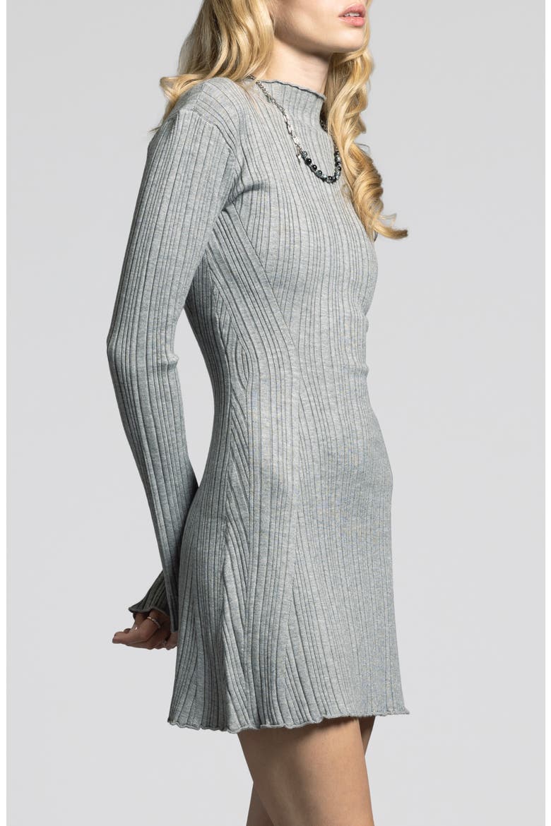 Mirren Long Sleeve Ribbed Sweater Dress, Alternate, color, HEATHER GREY