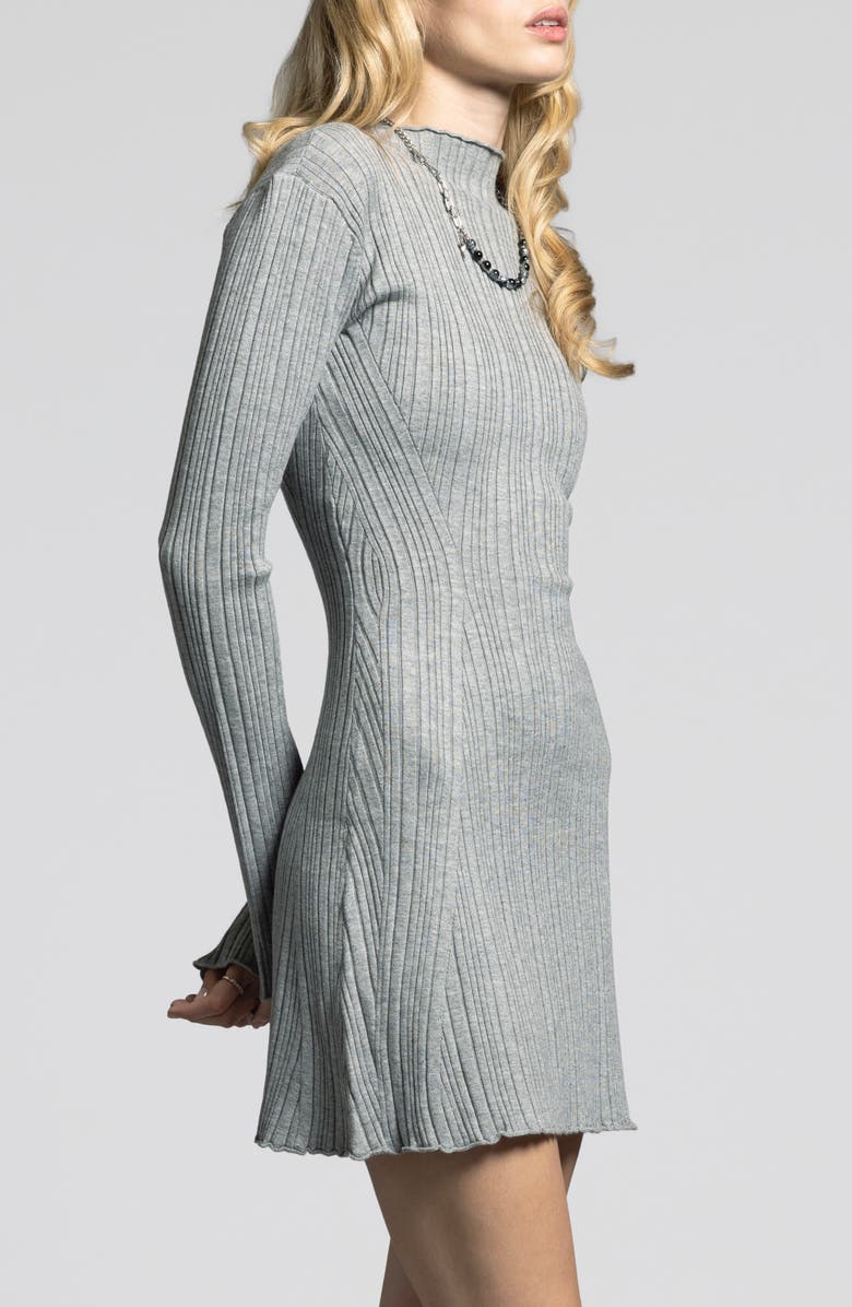 WEEKEND LOS ANGELES Mirren Long Sleeve Ribbed Sweater Dress, Alternate, color, Heather Grey