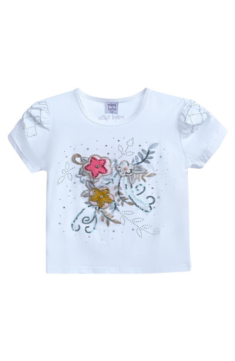 Mimi Tutu Flowers T-Shirt, Main, color, White