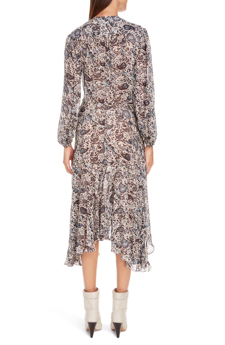 Isabel Marant Étoile Lizete Long Sleeve Handkerchief Hem Midi Dress, Alternate, color,
