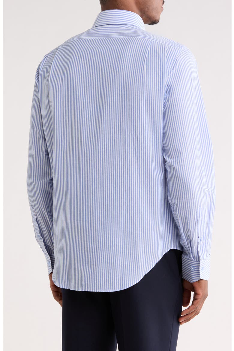 Trim Fit Striped Cotton Seersucker Dress Shirt, Alternate, color, WHITE/ BLUE