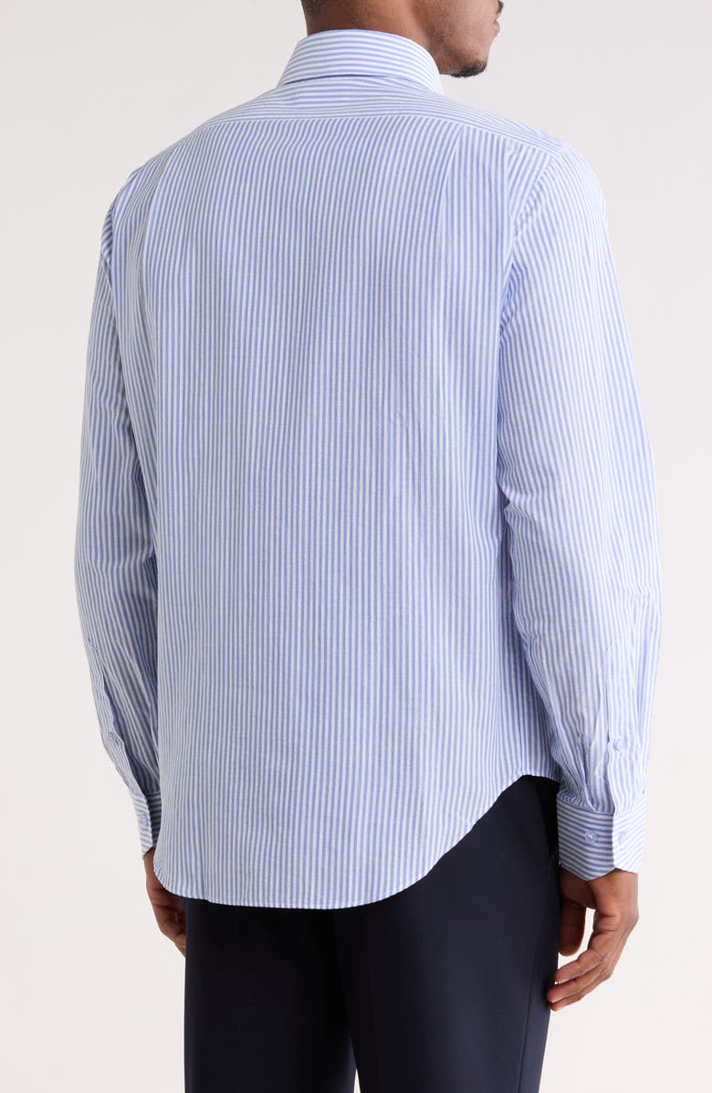 Lorenzo Uomo Trim Fit Striped Cotton Seersucker Dress Shirt, Alternate, color, White/ Blue