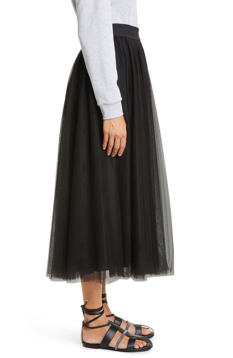 Fabiana Filippi Pleated Tulle Midi Skirt, Alternate, color, 