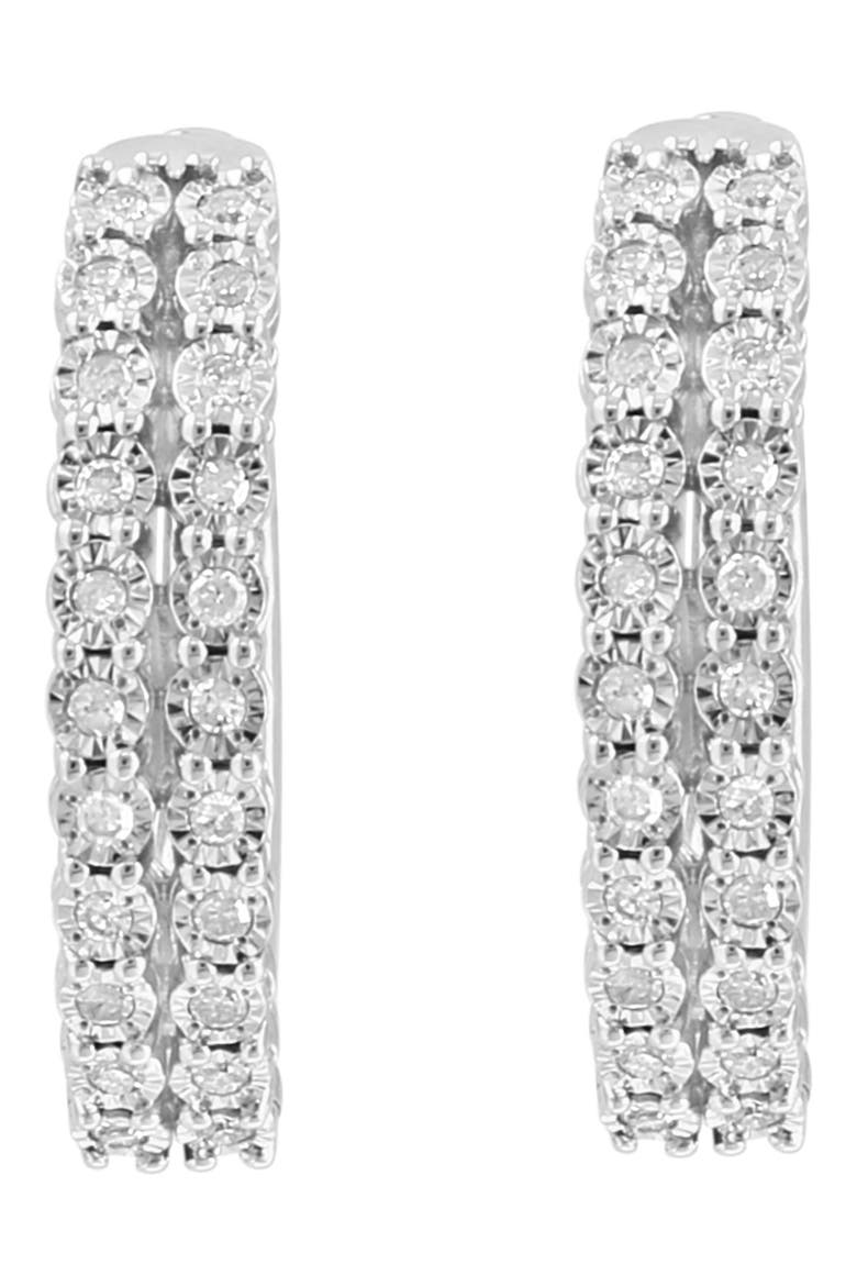 Sterling Silver Diamond Hoop Earrings - 0.28ct., Alternate, color, SILVER
