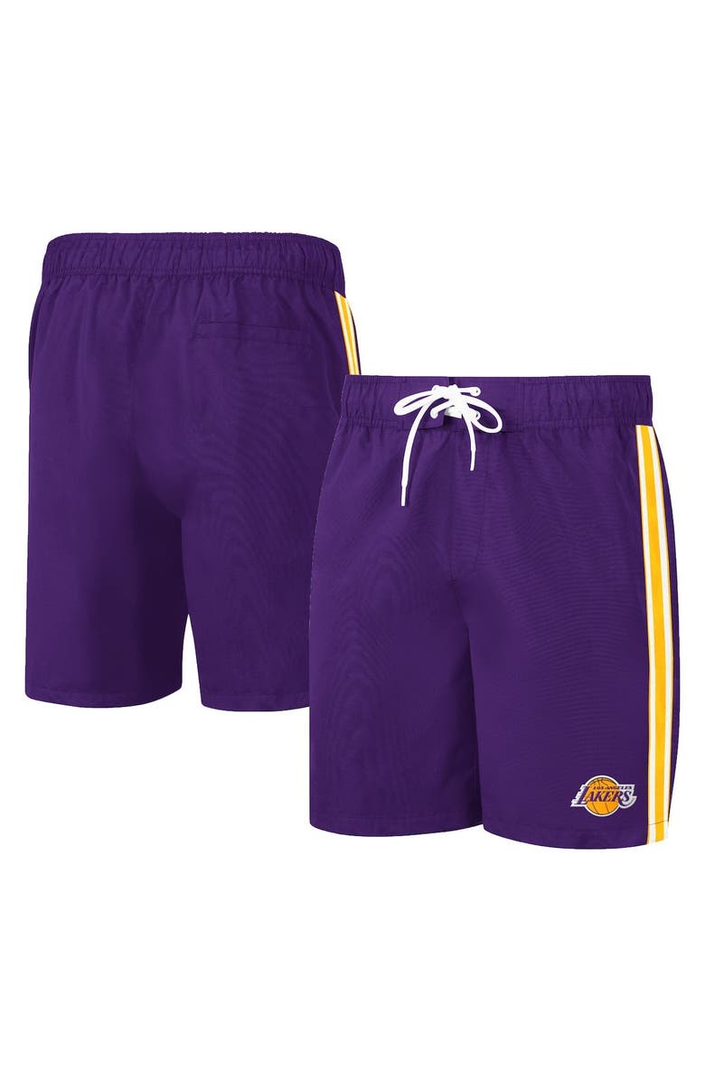 G-III SPORTS BY CARL BANKS Men's G-III Sports by Carl Banks Purple/Gold Los Angeles Lakers Sand Beach Volley Swim Shorts, Alternate, color, 