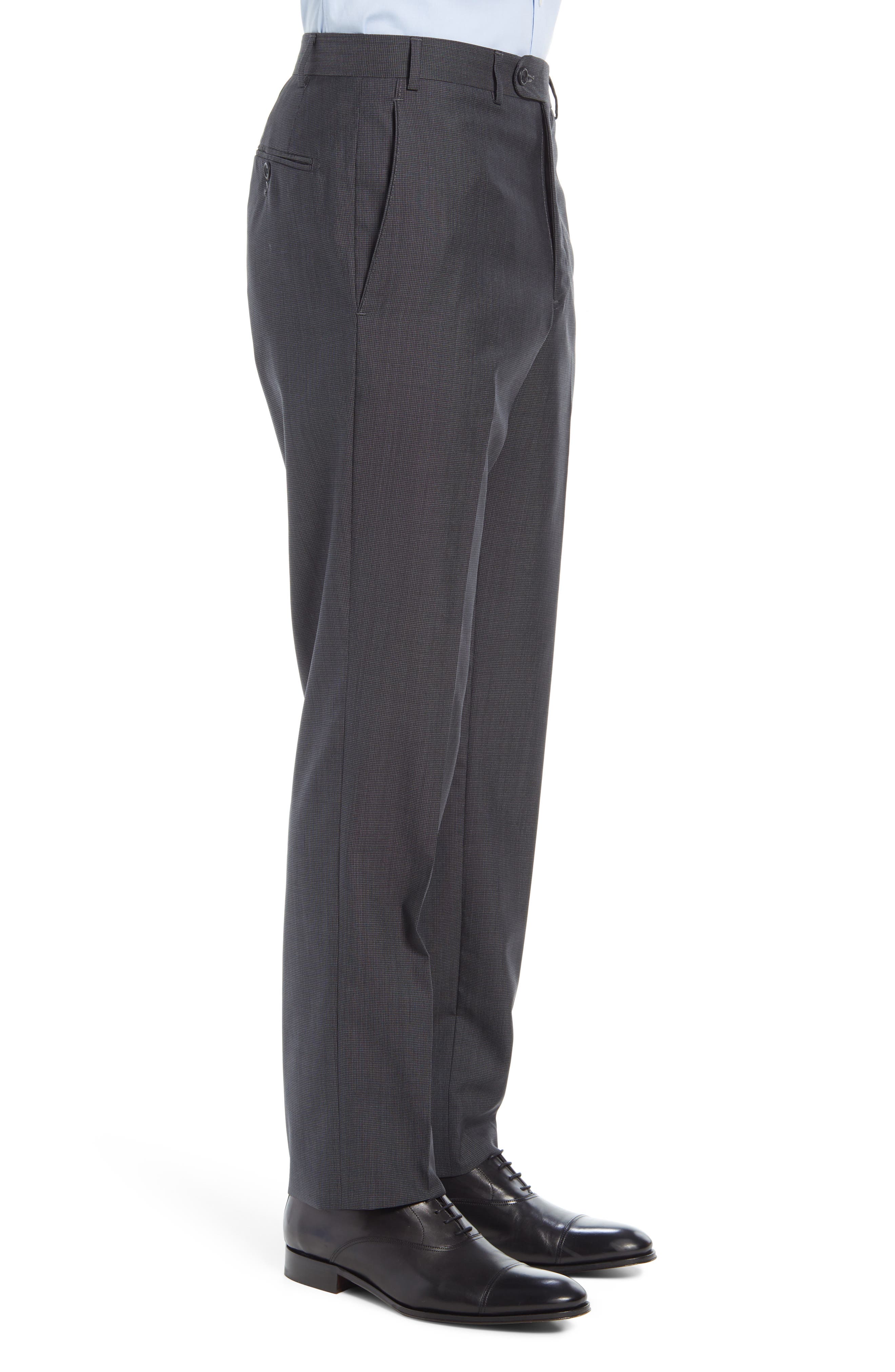 John W. Nordstrom® Flat Front Micro Plaid Wool & Silk Trousers (Men ...