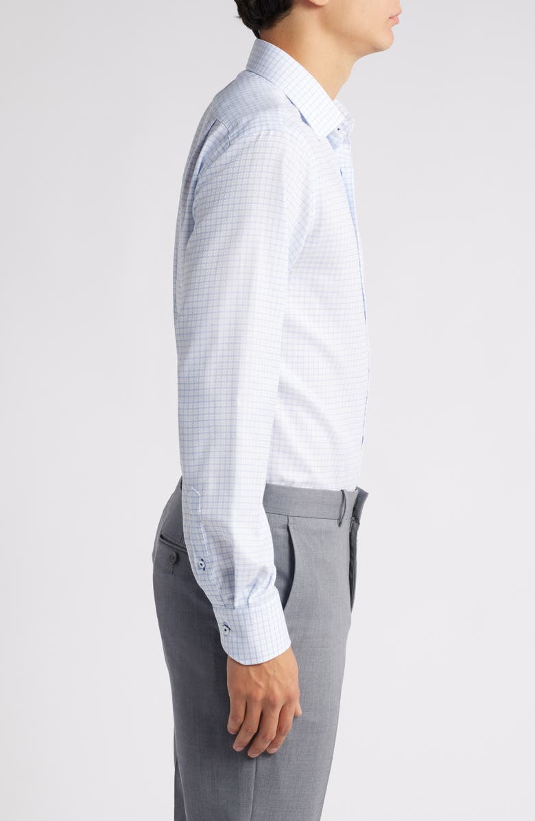 Lorenzo Uomo Trim Fit Textured Windowpane Check Cotton Dress Shirt, Alternate, color, Light Blue