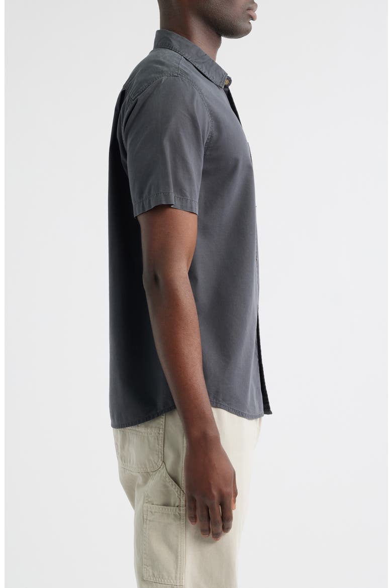 Made to Fade Short Sleeve Cotton & Lyocell Button-Up Shirt, Alternate, color, WASHED CHARCOAL