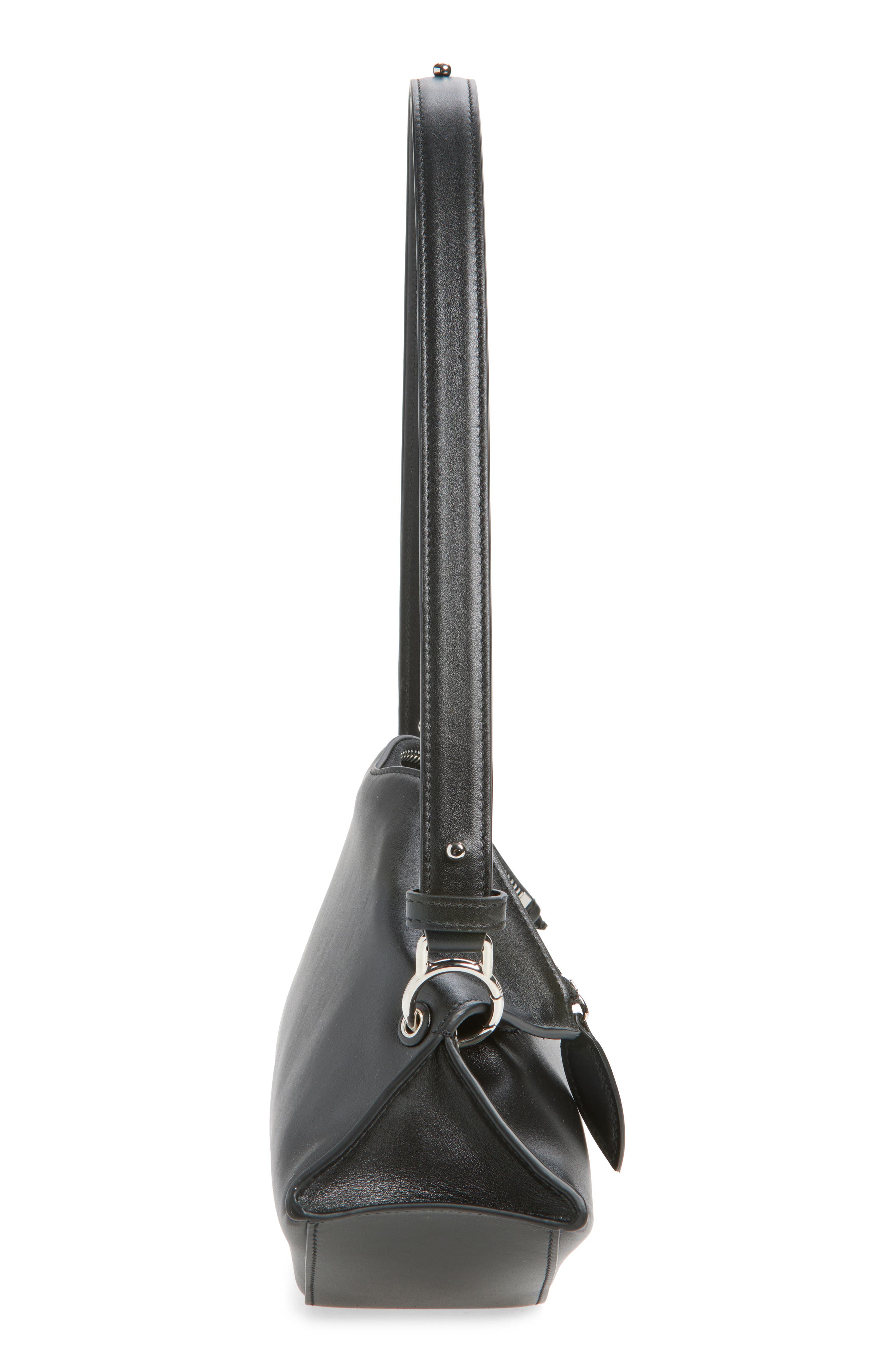 McQueen Manta Leather Clutch, Alternate, color, Black/ Silver