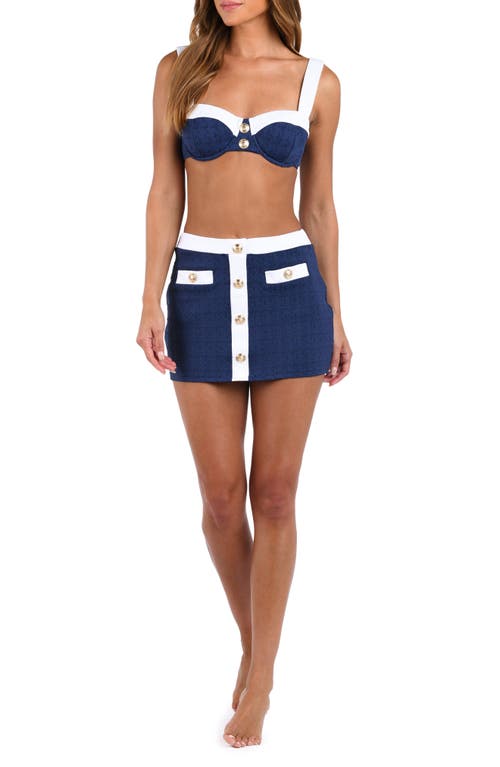 L'agence Coco Colorblock Chic Mini Skirt In Marine