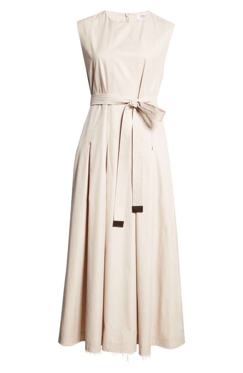 Max Mara Amina Cotton Twill Midi Dress, Alternate, color, Beige