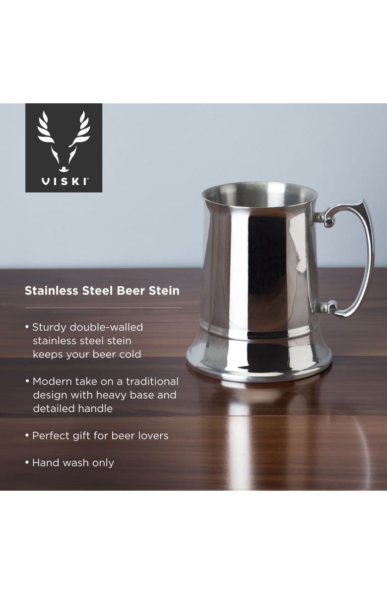 Viski Beer Stein in Stainless Steel, Alternate, color, Silver