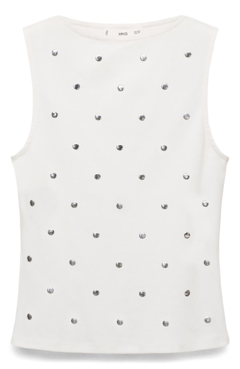 MANGO Stud Sleeveless Top, Alternate, color, White