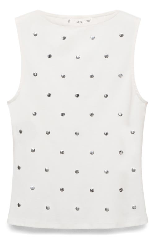 Mango Stud Sleeveless Top In White