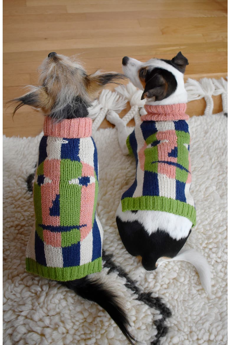 Face Dog Sweater, Alternate, color, PINK/ GREEN/ BLUE