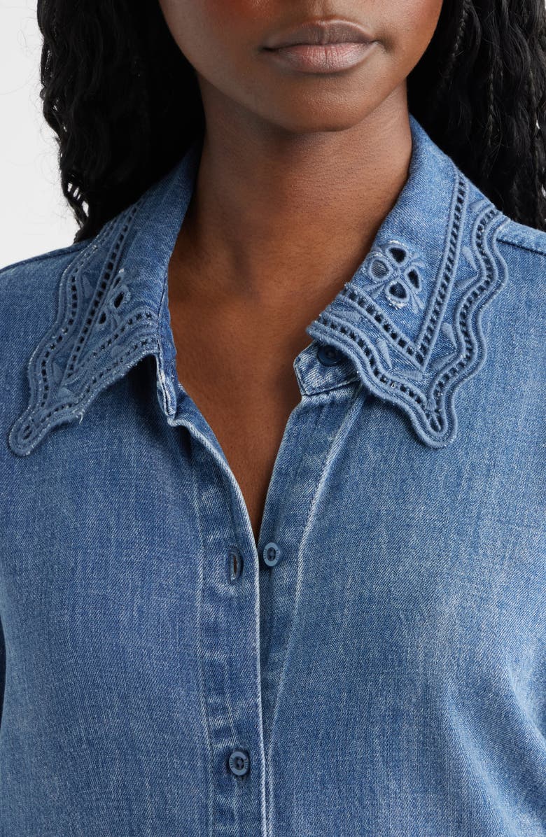 Rails Bethany Embroidered Collar Button-Up Denim Top, Alternate, color, Antique Blue
