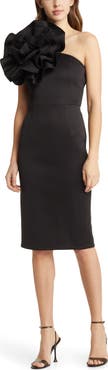 NIKKI LUND Marlena Rosette One-Shoulder Dress