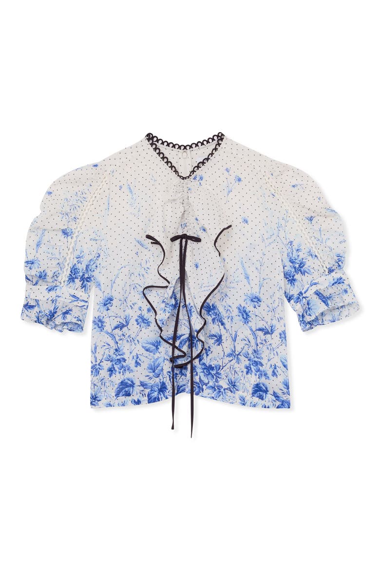 Minni Floral Ruffle Top, Alternate, color, IVORY/ BLUE