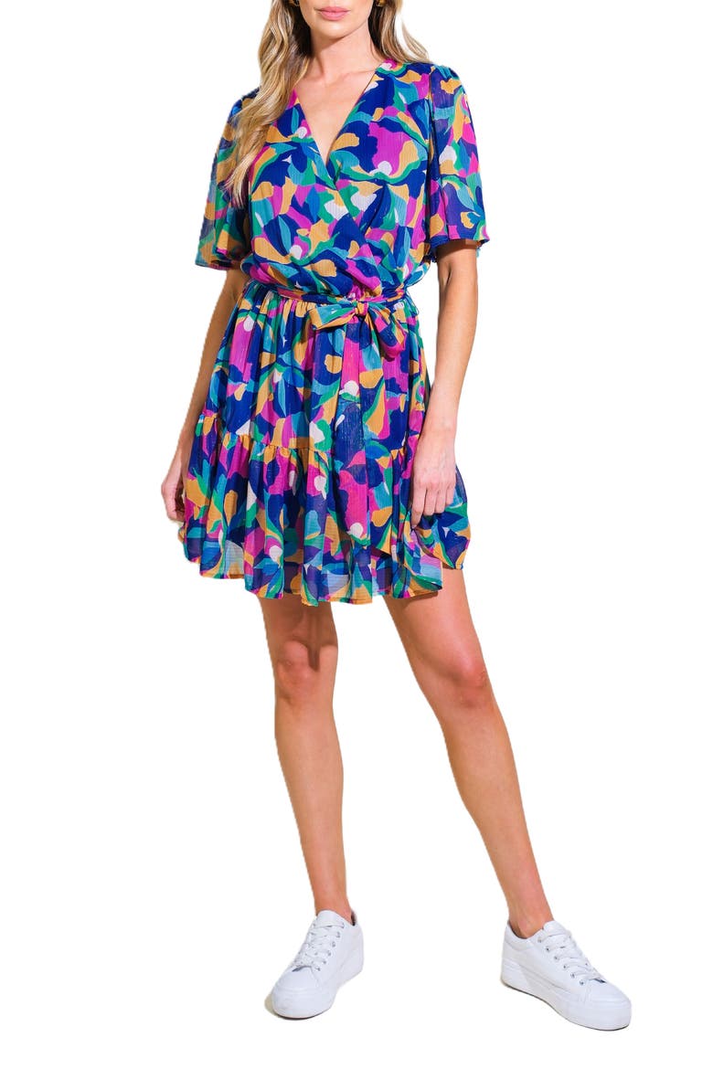 Print Minidress, Main, color, NAVY/ PURPLE