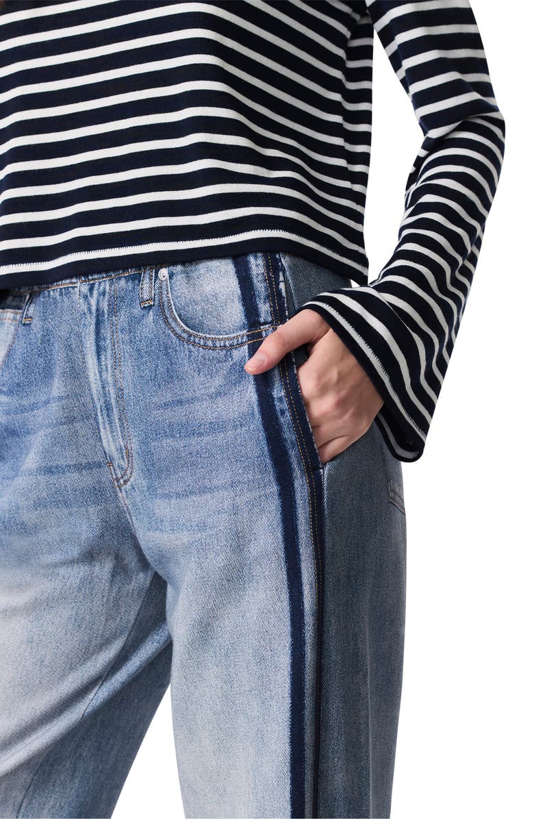 rag & bone Miramar Side Stripe High Waist Wide Leg Cotton Terry Sweatpant Track Pants, Alternate, color, Coney