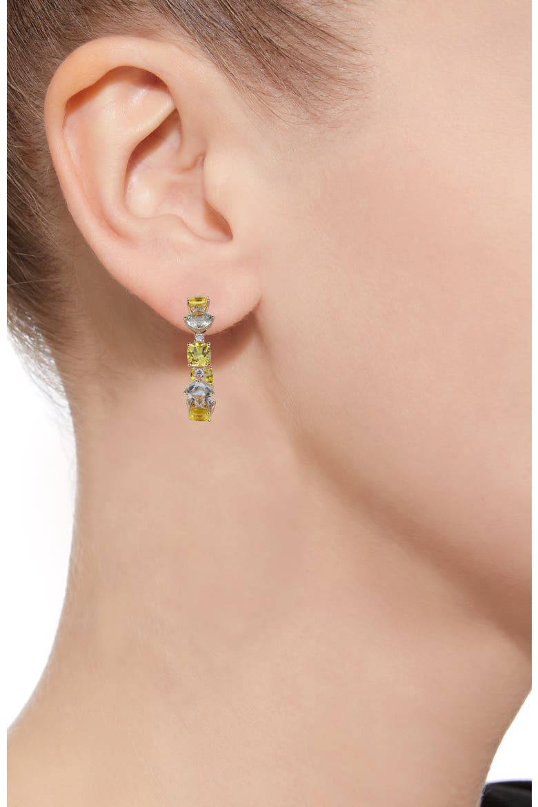 Green Amethyst & Lemon Quartz Earrings with Diamonds, Alternate, color, Green & Lemon