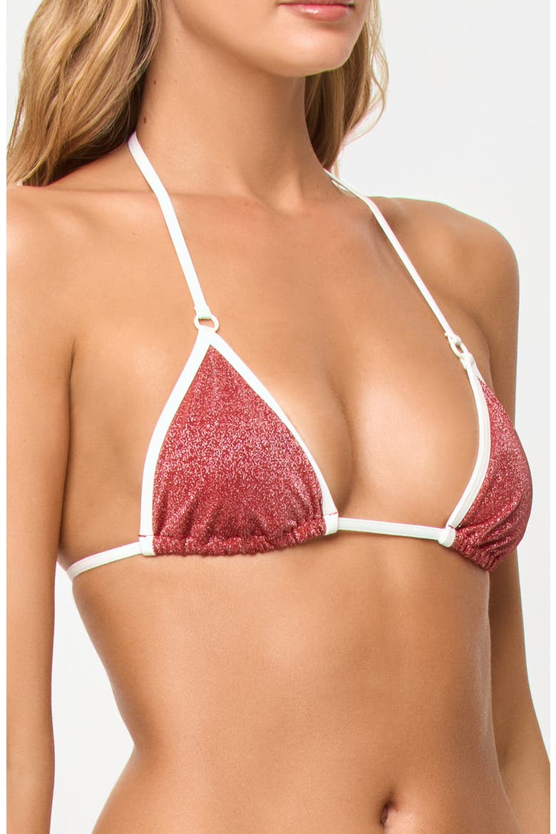 BanningTextured Triangle Bikini Top, Alternate, color, REDWOOD/ CREAM
