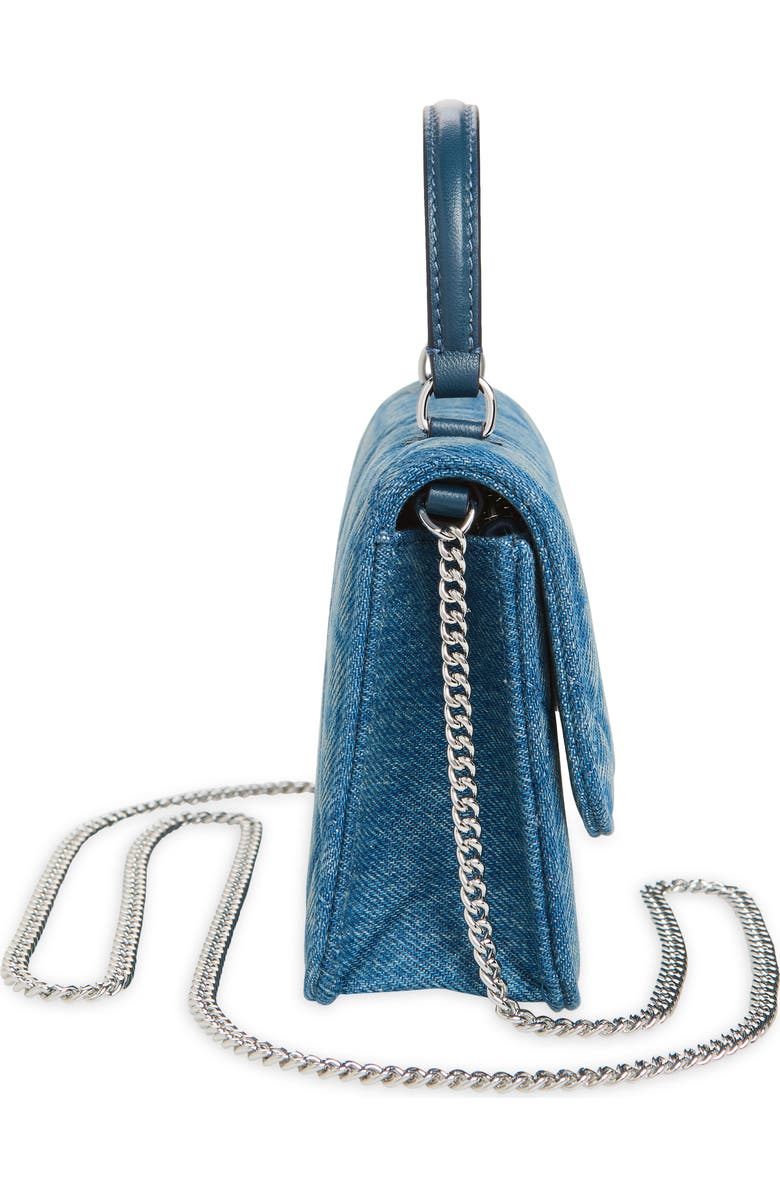 Tory Burch Mini Kira Diamond Quilted Denim Tote, Alternate, color, Blue