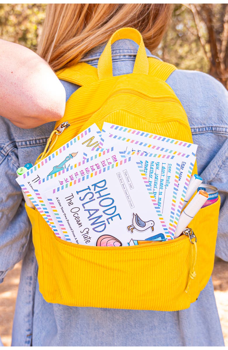 A Brighter Year 51-Piece Color Your Own State Postcards Bundle, Alternate, color, Multicolor