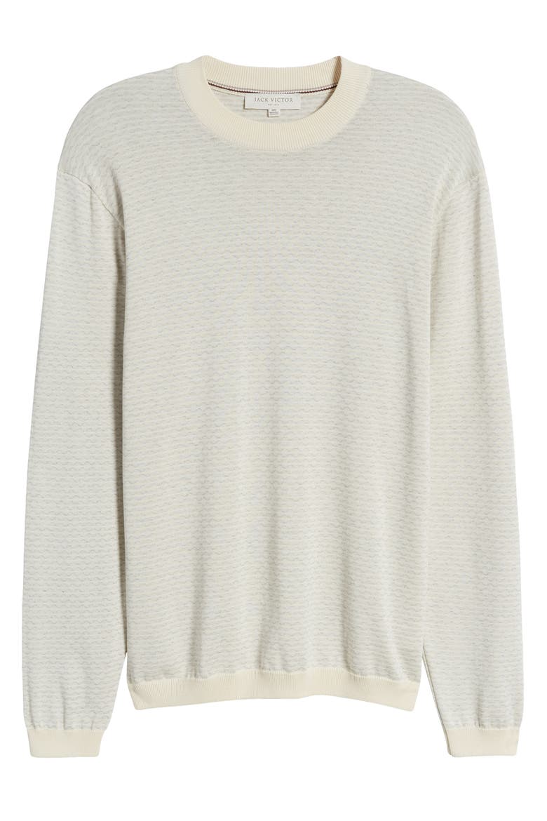 Bartholomew Geo Pattern Cotton & Silk Crewneck Sweater, Alternate, color, ECRU