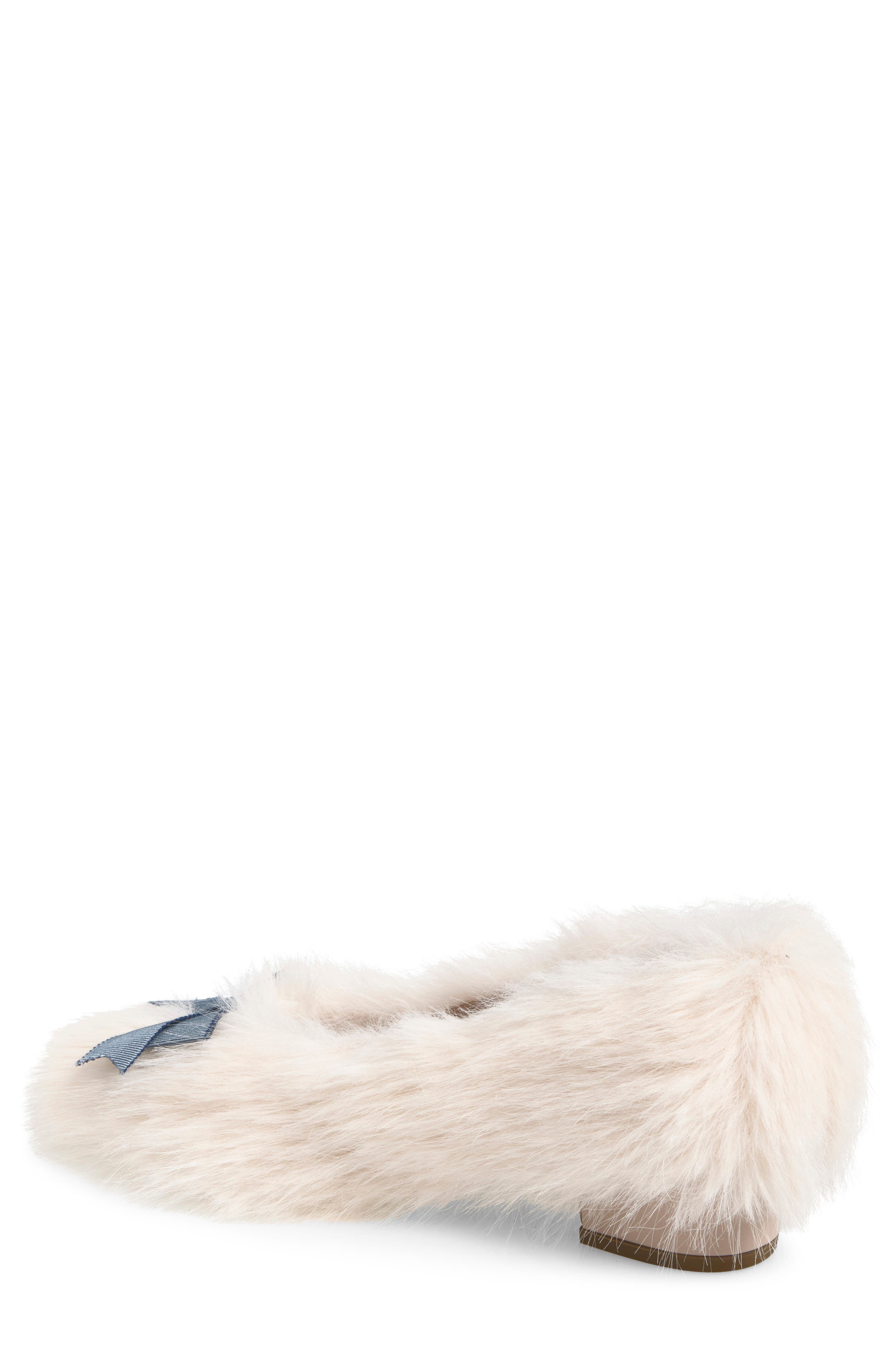 Furry Slipper Pump, Alternate, color, WHITE